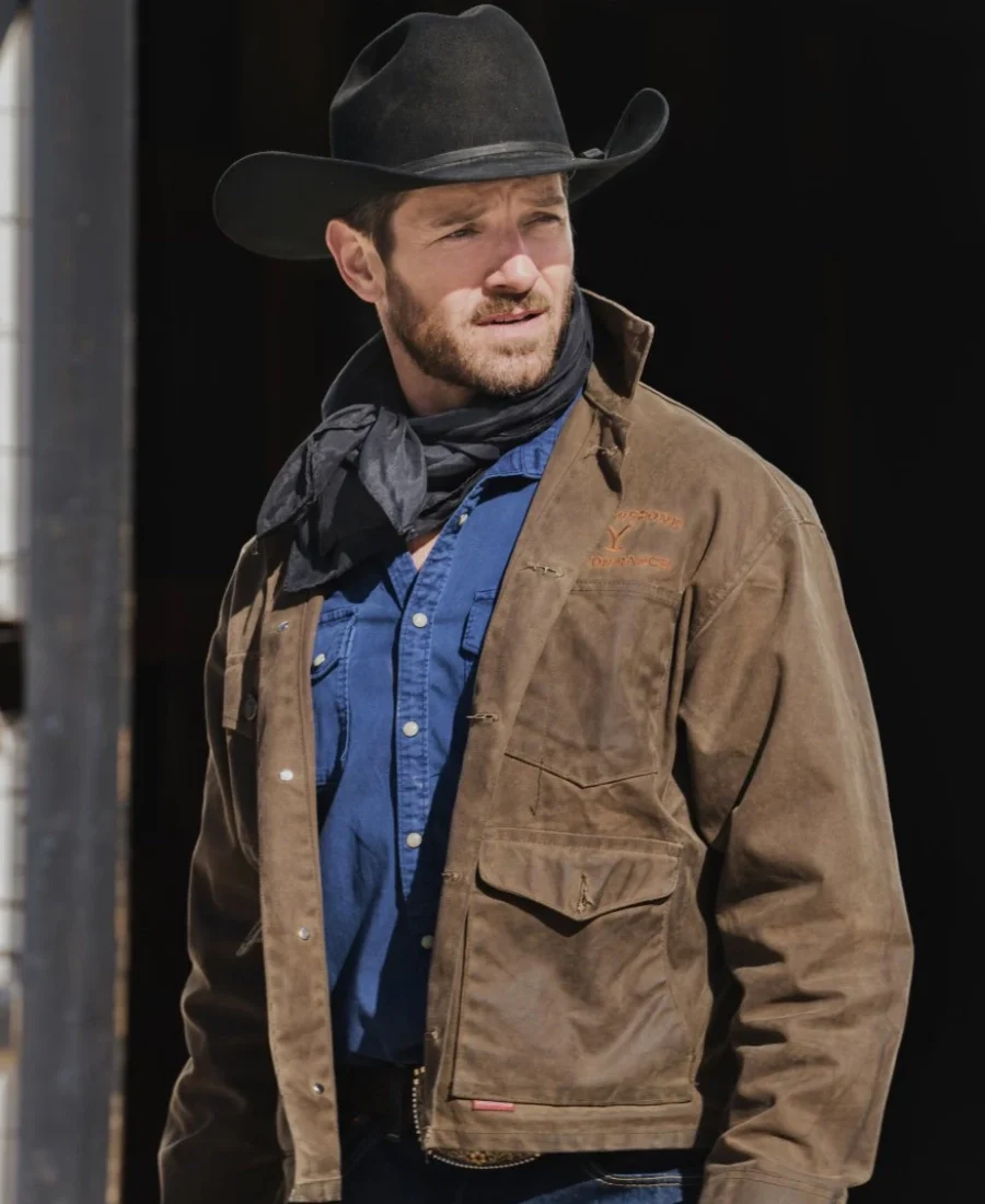 Ian Bohen Yellowstone Ryan Brown Leather Jacket Western Leather Outer wear