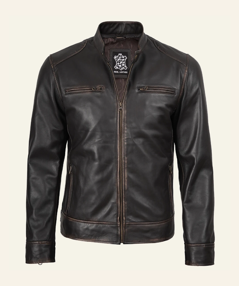 Rip Wheeler Café Racer Leather Jacket Front