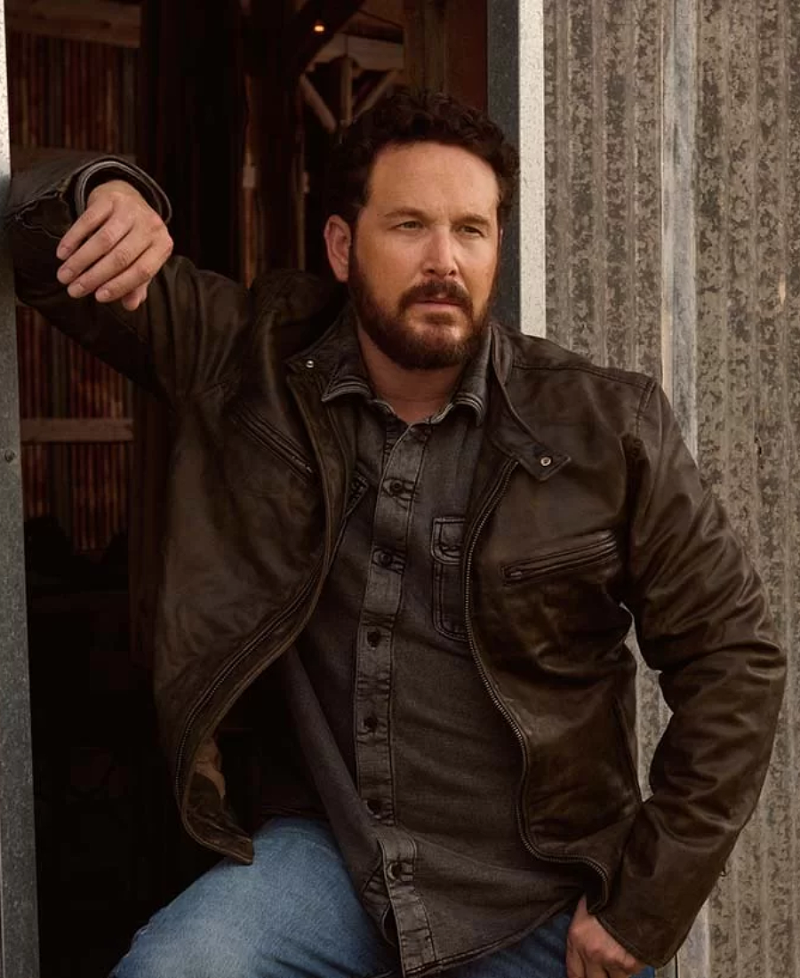 Rip Wheeler Cole Hauser Cafe Racer Leather Jacket front image