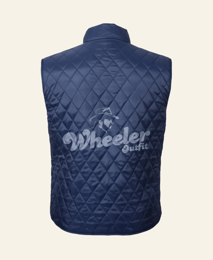 Navy quilted vest with John-Dutton