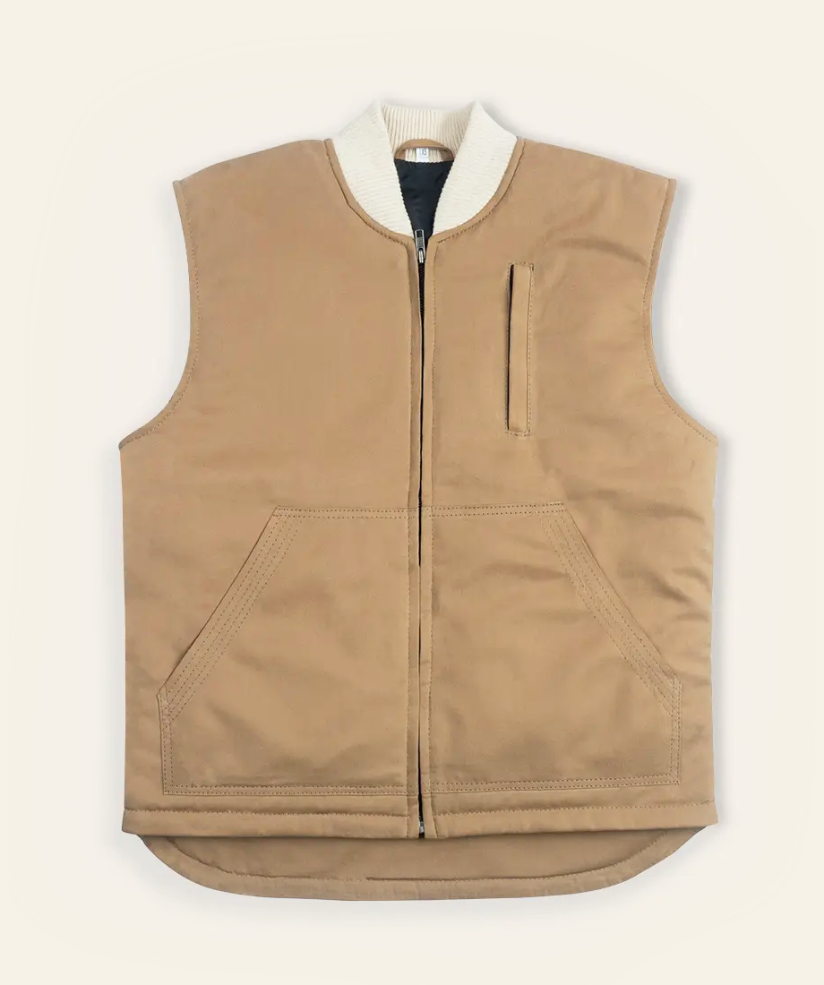 Beige vest with a white collar Yellowstone kayce dutton cotton vest