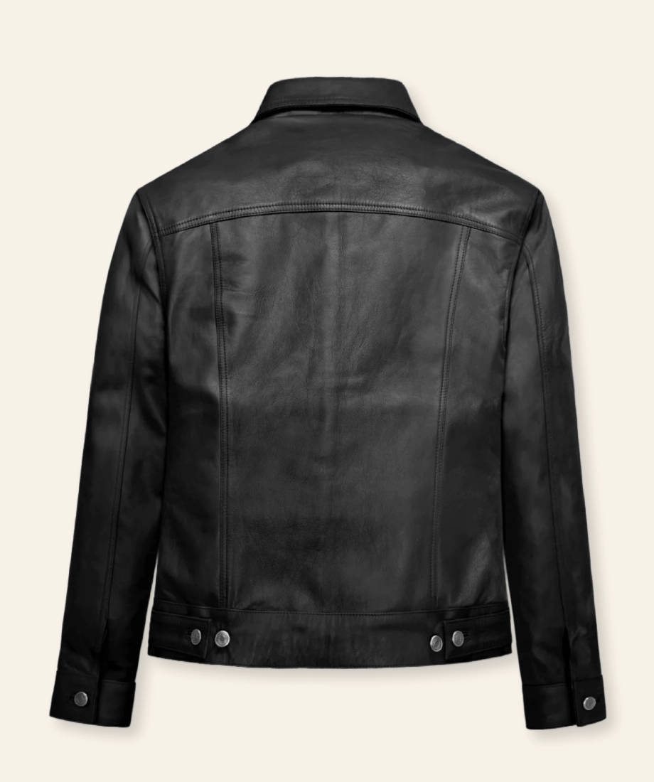 Rip Wheeler Black leather jacket Yellowstone back side image