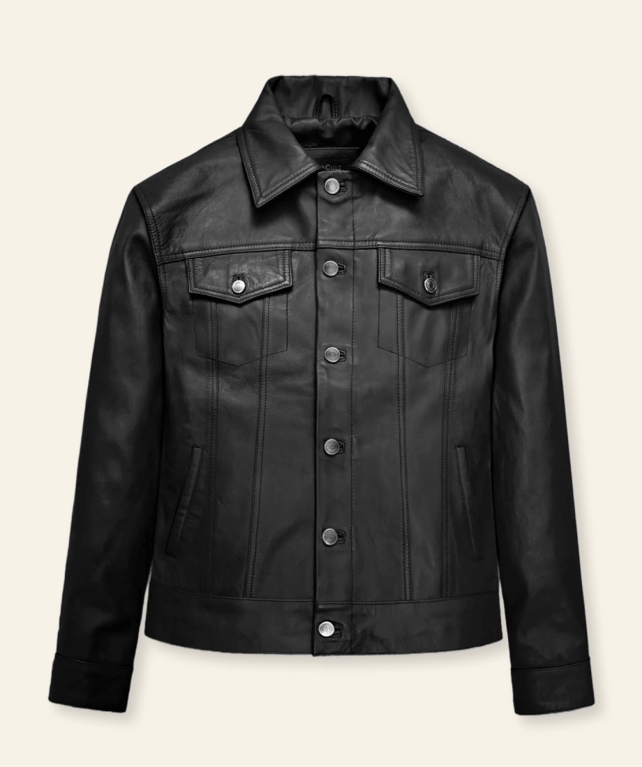 Yellowstone Rip Wheeler Black leather jacket front image